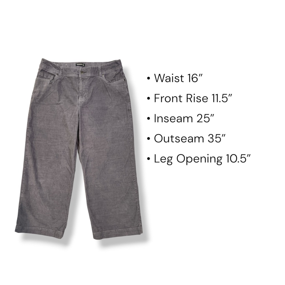 Toad&Co Corduroy Pants Women 14 Gray Wide Leg Crop Organic Cotton Coastal Fall - Picture 3 of 8
